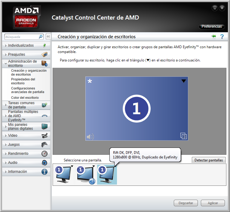 El Catalyst Control Center de AMD nos permite duplicar el escritorio