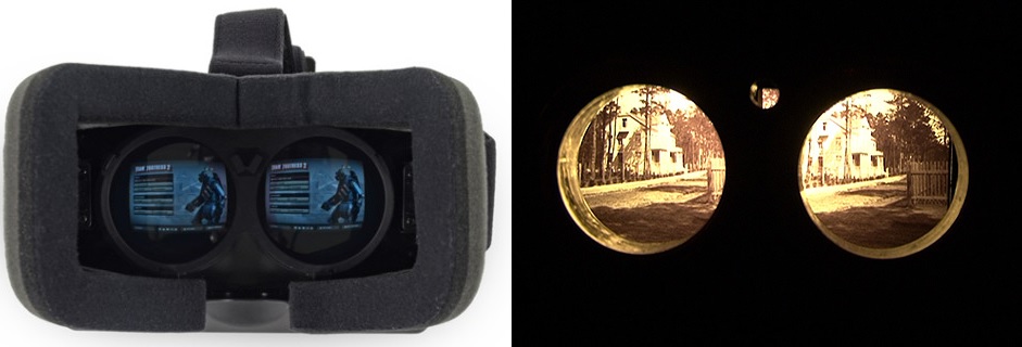 Oculus Rift y estereoscopio con las lentes quitadas