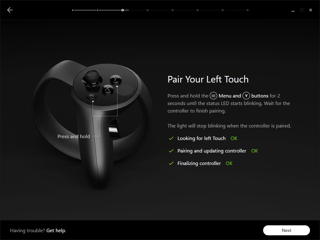 Emparejamiento de Oculus Touch con el Rift