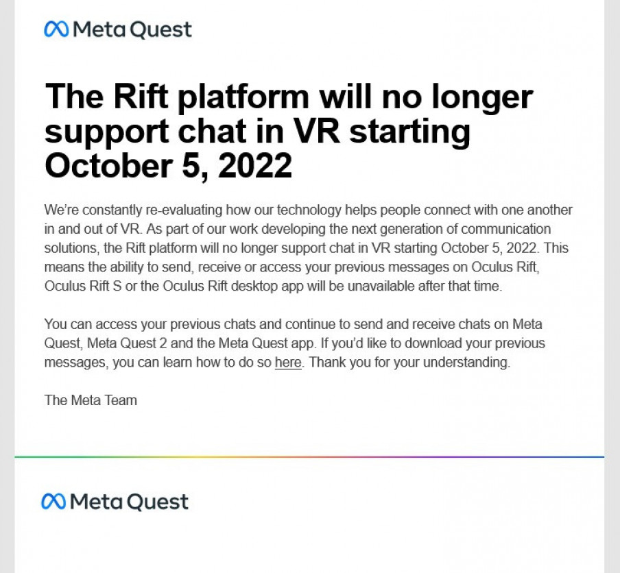 El chat VR de Oculus Rift dejará de funcionar el 5 de octubre