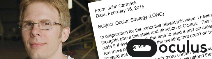 La carta que Carmack envió a Oculus en el 2015