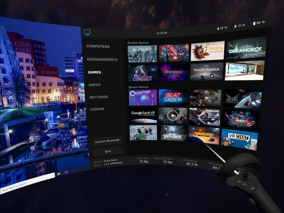 Actualización de Virtual Desktop que mejora las retransmisiones de contenido VR