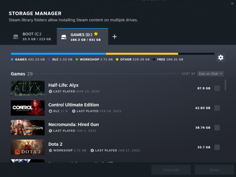 Steam actualiza su página de descargas, mejora la gestión del almacenamiento y la detección de visores VR